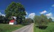 Nice landscape green blue sky and empty way