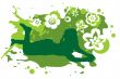 Girl and green background