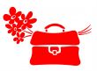 School bag and flowers