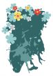 Green blots and flowers