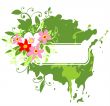 Green frame and pink flowers