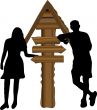 Man and woman by the signpost