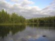 Wood lake under the blue sky