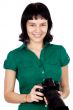 Woman holding a photo camera