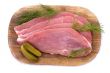 Raw pork schnitzel with pickled cucumbers and dill