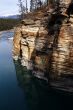 Colorful eroded limestone cliff layers