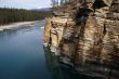 Colorful eroded limestone cliff layers