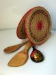Straw napkins and wooden spoons