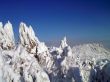 winter in mountains, forest, rocks