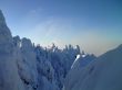 winter in mountains, forest, rocks