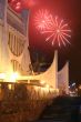Celebratory fireworks behind drama theatre