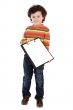 Small boy with clipboard