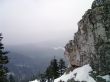 winter in mountains, rocks, woods