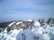 winter in mountains, rocks, woods