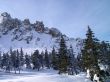 winter in mountains, rocks, woods