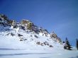 winter in mountains, rocks, woods