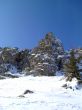 winter in mountains, rocks, wood