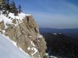 winter in mountains, forest, rocks