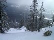 winter in mountains, forest, rocks