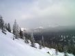 winter in mountains, forest, rocks