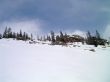 winter in mountains, forest, rocks