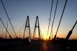 Automobile bridge at sunset