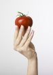 Hand holding tomato