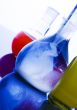 Blue chemistry vials