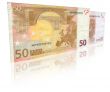 two euro notes with reflection