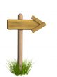 3d retro wooden arrow - index on a column