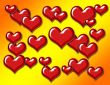Heart Background on Orange and Yellow Gradient