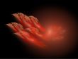 Abstract Five Red Phoenix or Turkeys From the Flames