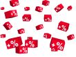 Red boxes with an inscription plus percent