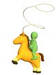 3d cowboy - puppet with lasso, sitting horseback