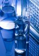 Blue chemistry vials