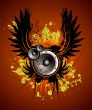 vector music illustration with wing and blot