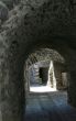 Passage of volcanic rocks in medieval village