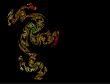 Abstract Chinese Dragon Image in Gold Against Black