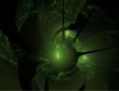 Abstract Green Ball with Spikes on Black