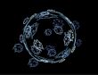 Abstract Blue Moon in a Black Sky
