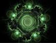 Abstract Green Whirlpool on a Black Background