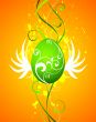 easter illustration with ygreen painted egg