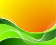 green wave on orange background