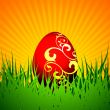 easter illustration with red painted egg