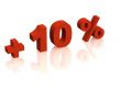 Red 3d inscription - plus of ten percent