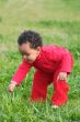 Baby playing on the grass