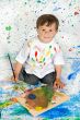 Boy playing with painting