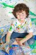 Boy playing with painting