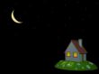3d house on a background of the night sky