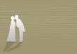 Vintage background with silhouettes kissing couple